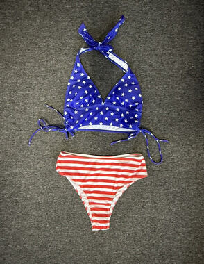 NEW Two piece Bikini Swimsuit Women's Small Red White Blue All American Vibe